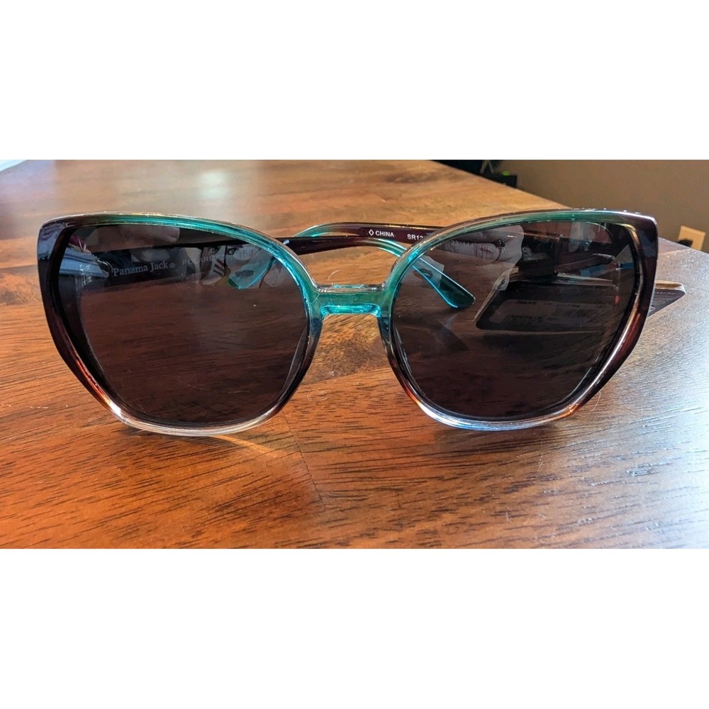 Foster Grant Women's Panama Jack Brown Teal Sunglasses Butterfly Style Frame NWT